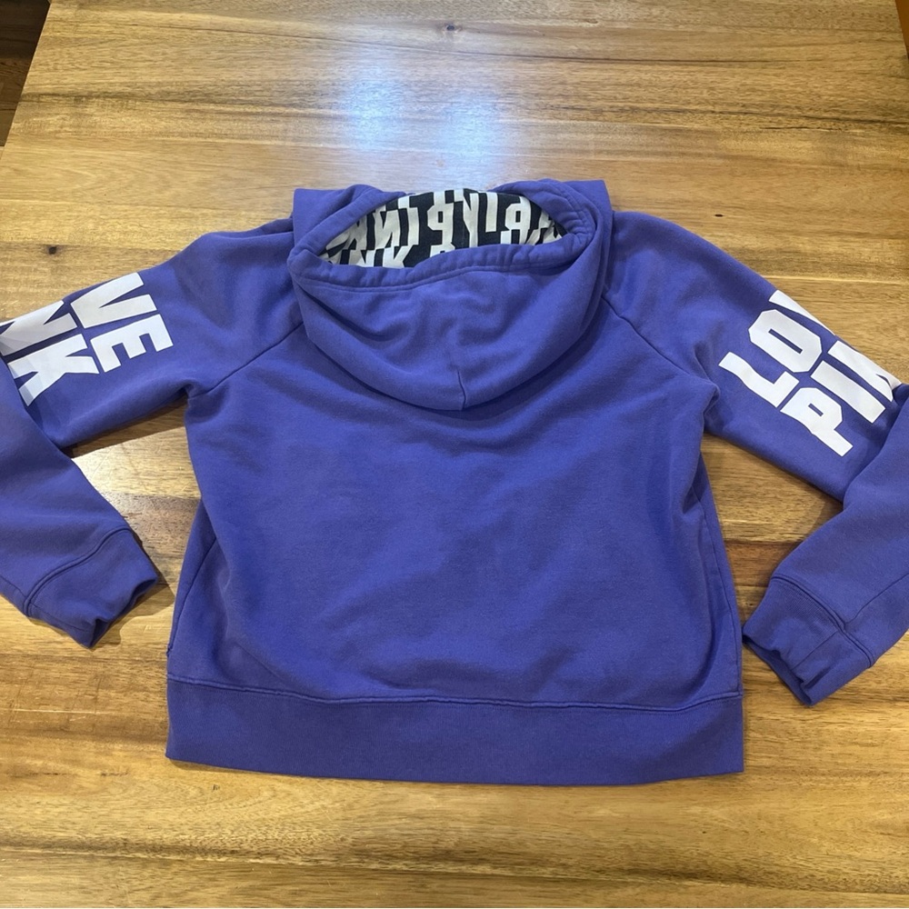 Victoria's Secret Women's Full Zip Hoodie Purple Love Pink Dog Logo L Y2K - Picture 7 of 9